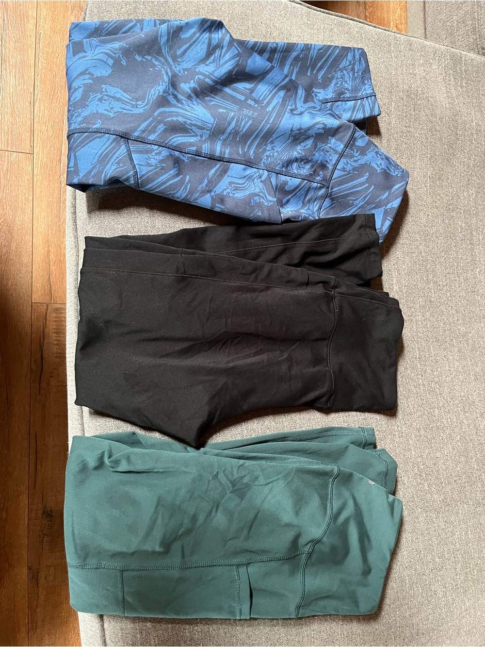 3-Pack Women's Athletic Leggings – Blue Print, Black, Teal